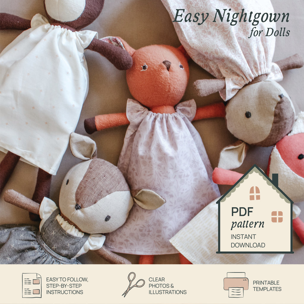 Easy Nightgown For Dolls - Digital Download Sewing Pattern