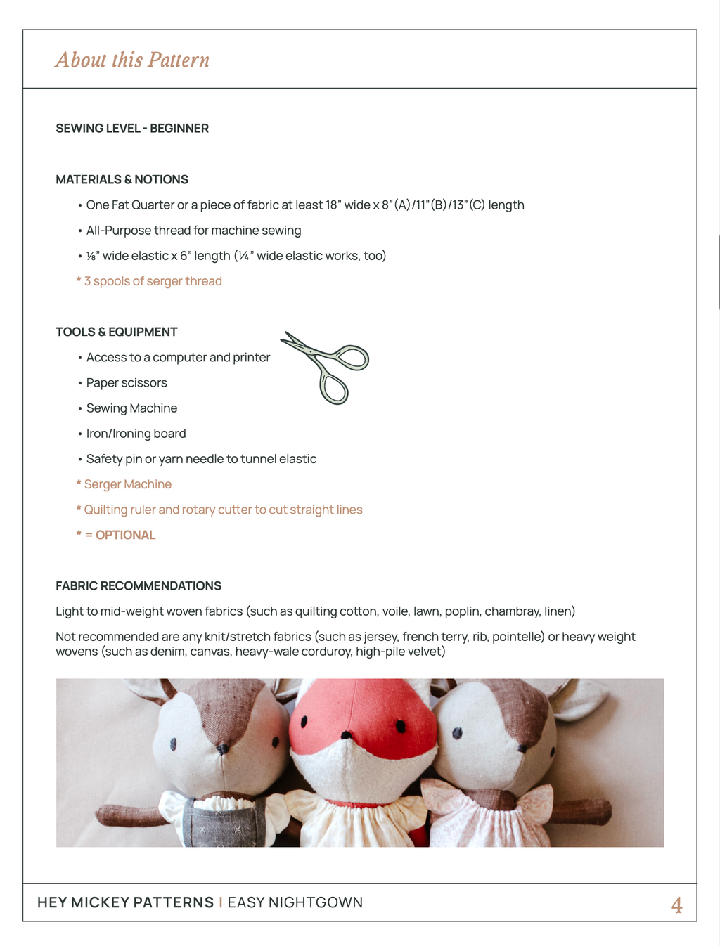Easy Nightgown For Dolls - Digital Download Sewing Pattern
