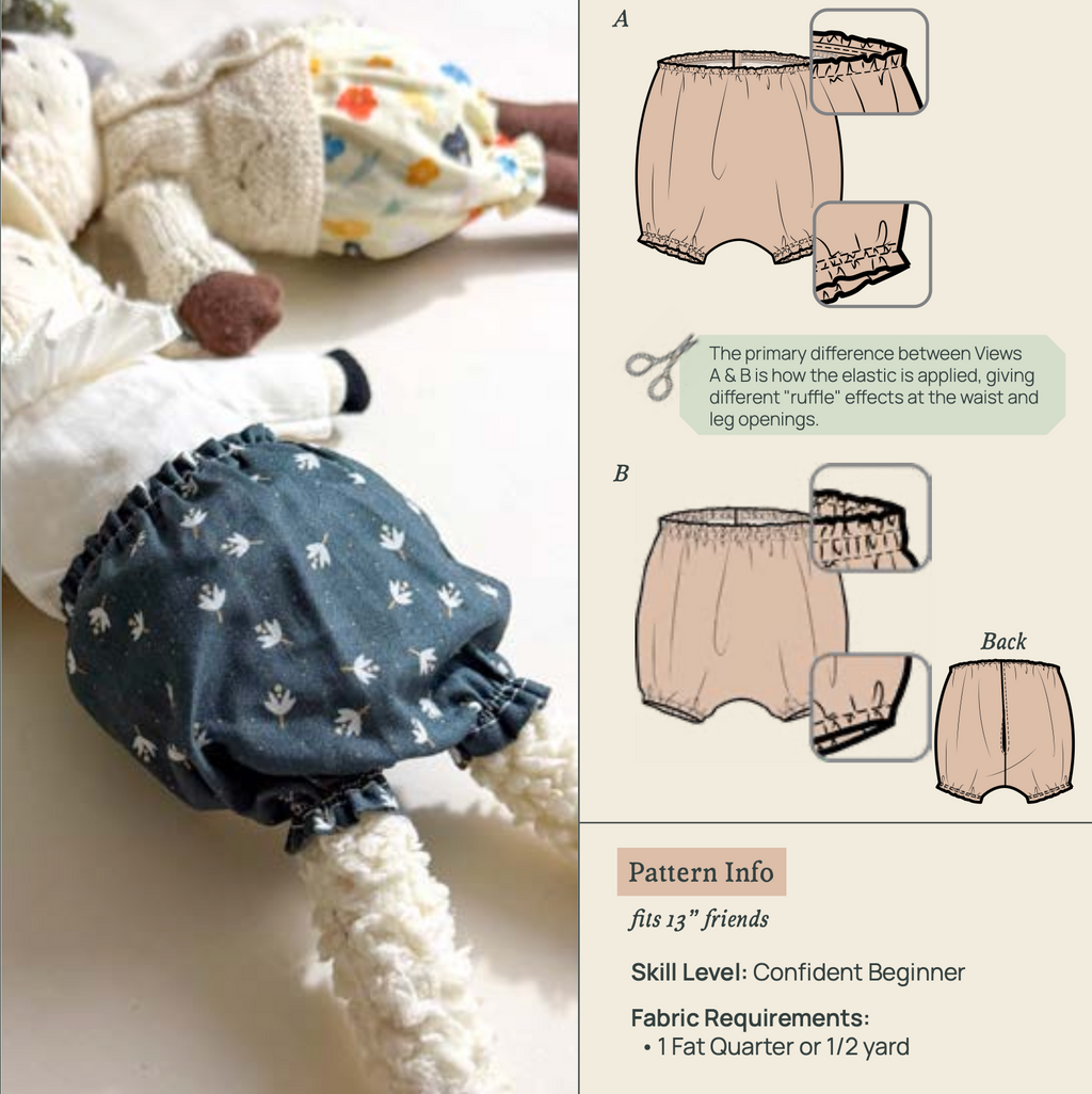 Easy Bloomers for Dolls - Digital Download Sewing Pattern