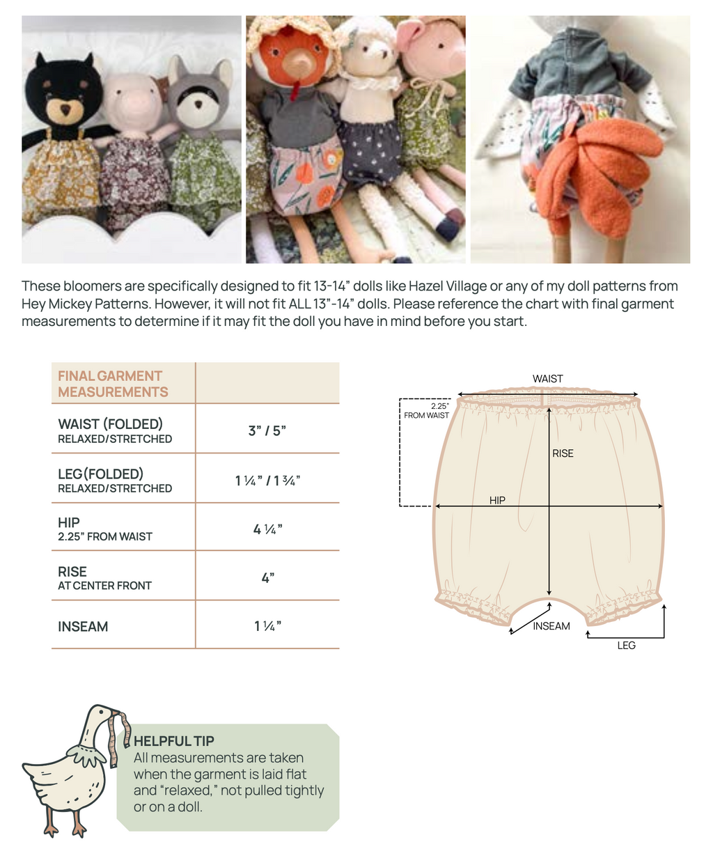 Easy Bloomers for Dolls - Digital Download Sewing Pattern