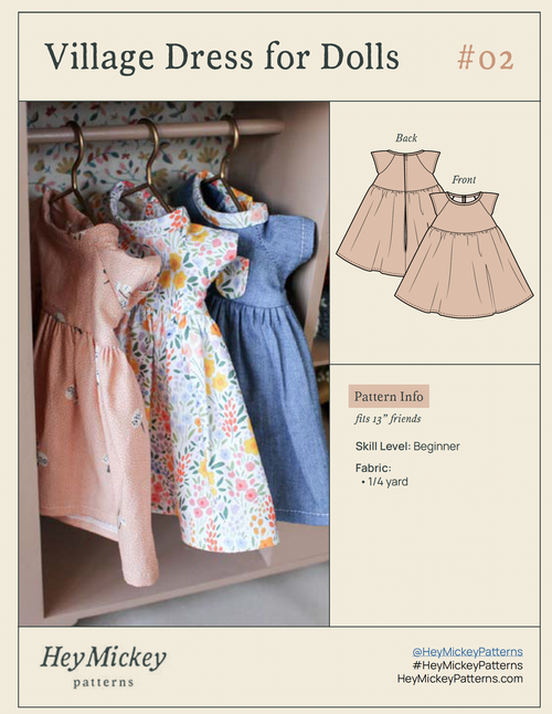 Village Dress for Dolls - Digital Download Sewing Pattern